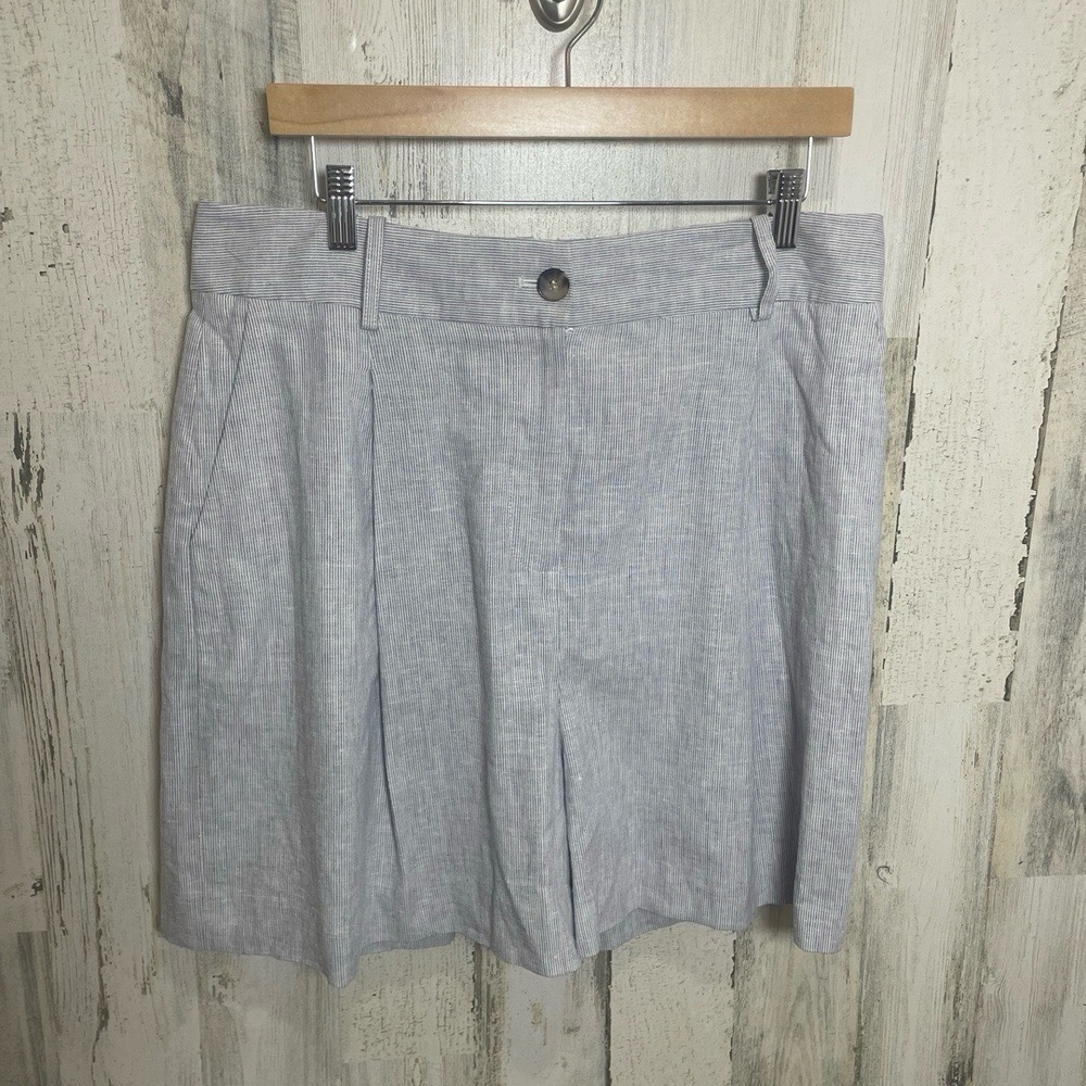 Alex Marie Linen Blend Shorts‎ Striped Reina Stretch Pleated Size 14 NWT Preppy